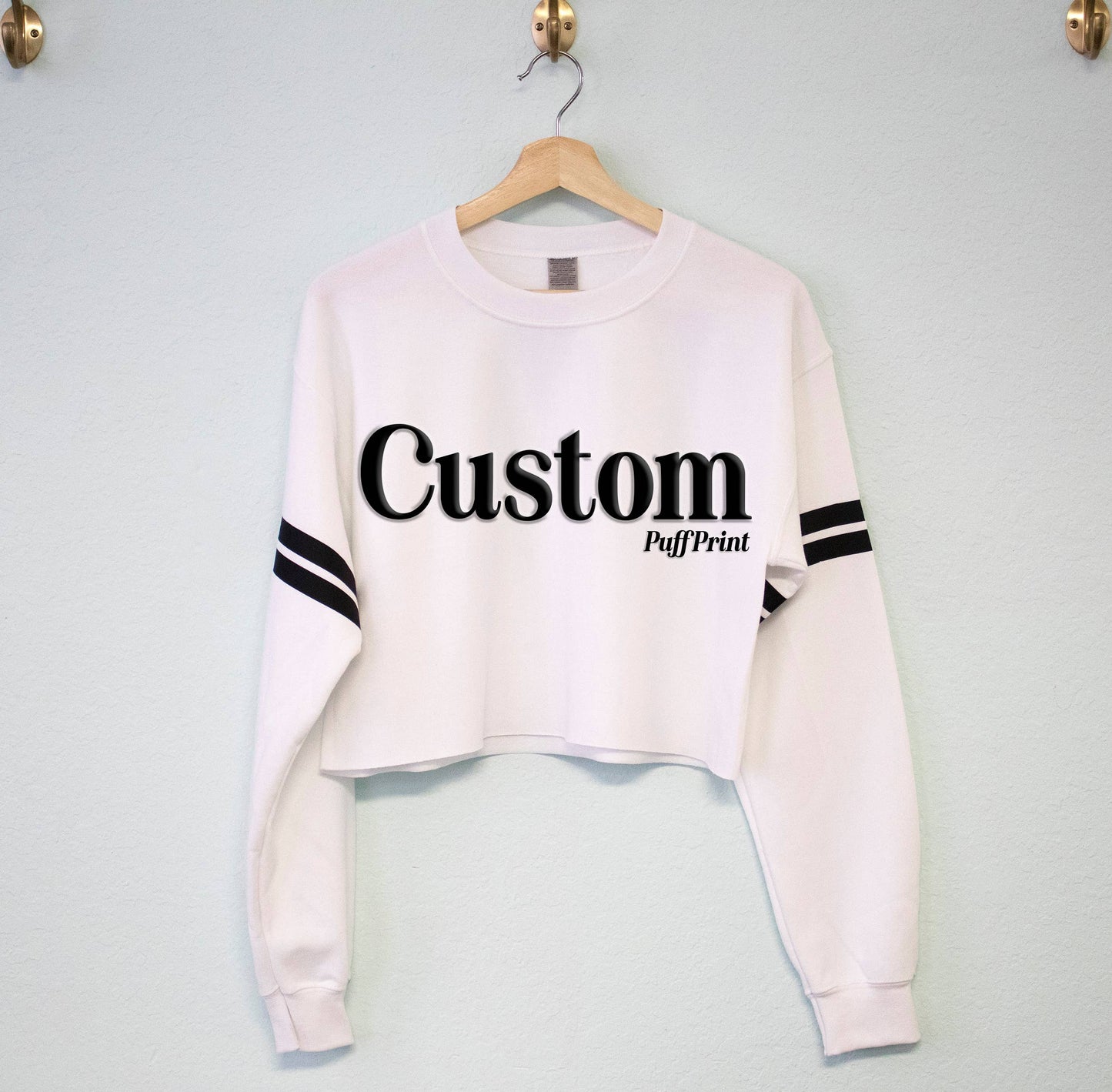 Nobullwoman Apparel - VARISTY CUSTOM Small Business Puff Print Cropped Sweatshirt: Royal Blue / M