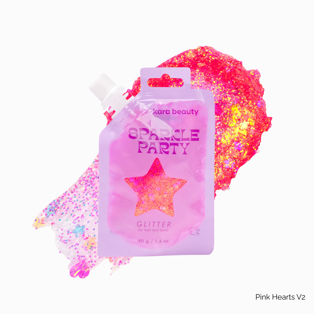 Kara Beauty - SPARKLE PARTY HAIR AND BODY GEL - SINGLE PACKS: Pink Heart V1