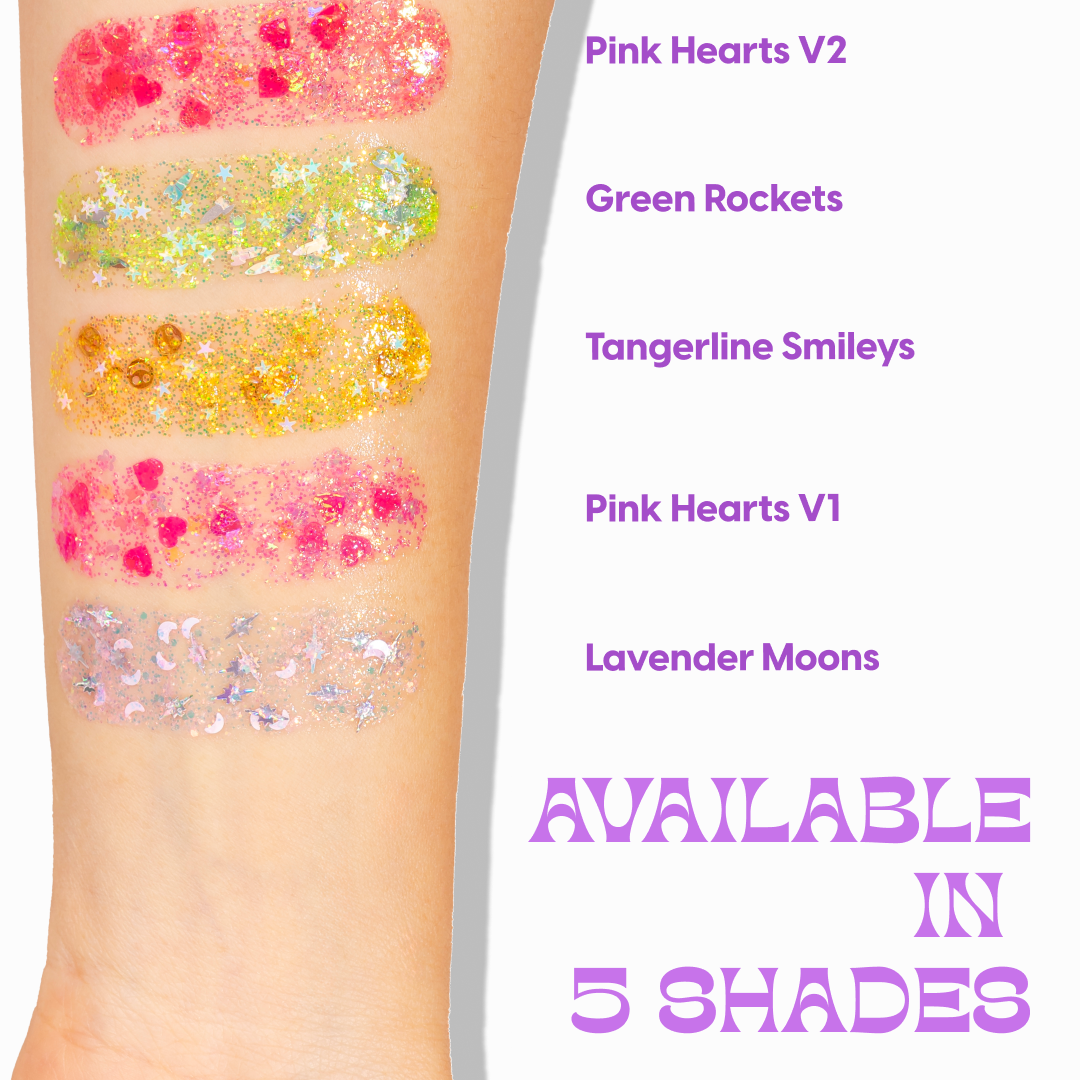 Kara Beauty - SPARKLE PARTY HAIR AND BODY GEL - SINGLE PACKS: Pink Heart V2
