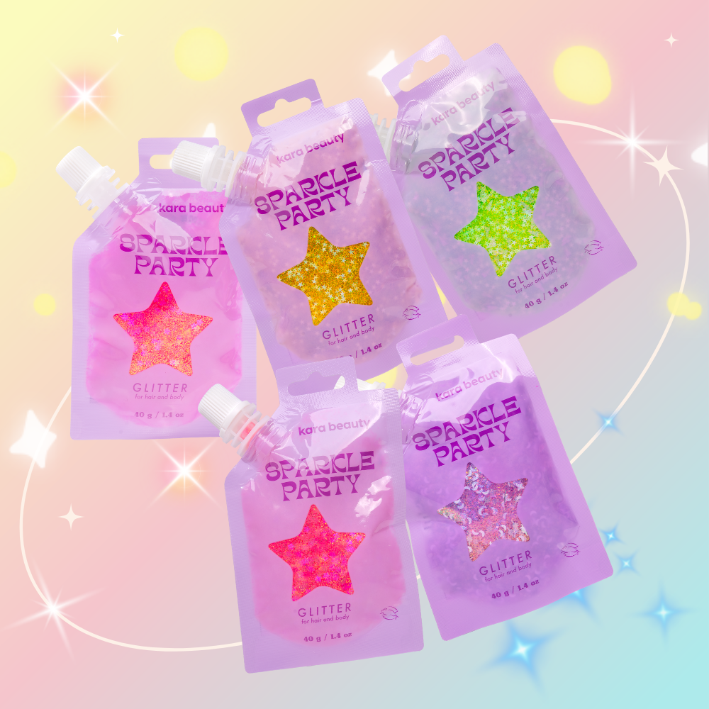 Kara Beauty - SPARKLE PARTY HAIR AND BODY GEL - SINGLE PACKS: Pink Heart V2
