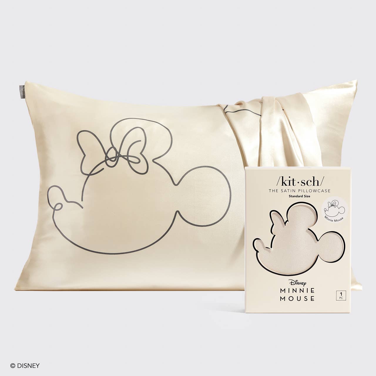 KITSCH - Kitsch & Mickey and Minnie Satin Pillowcase Mrs.Mouse-Cream