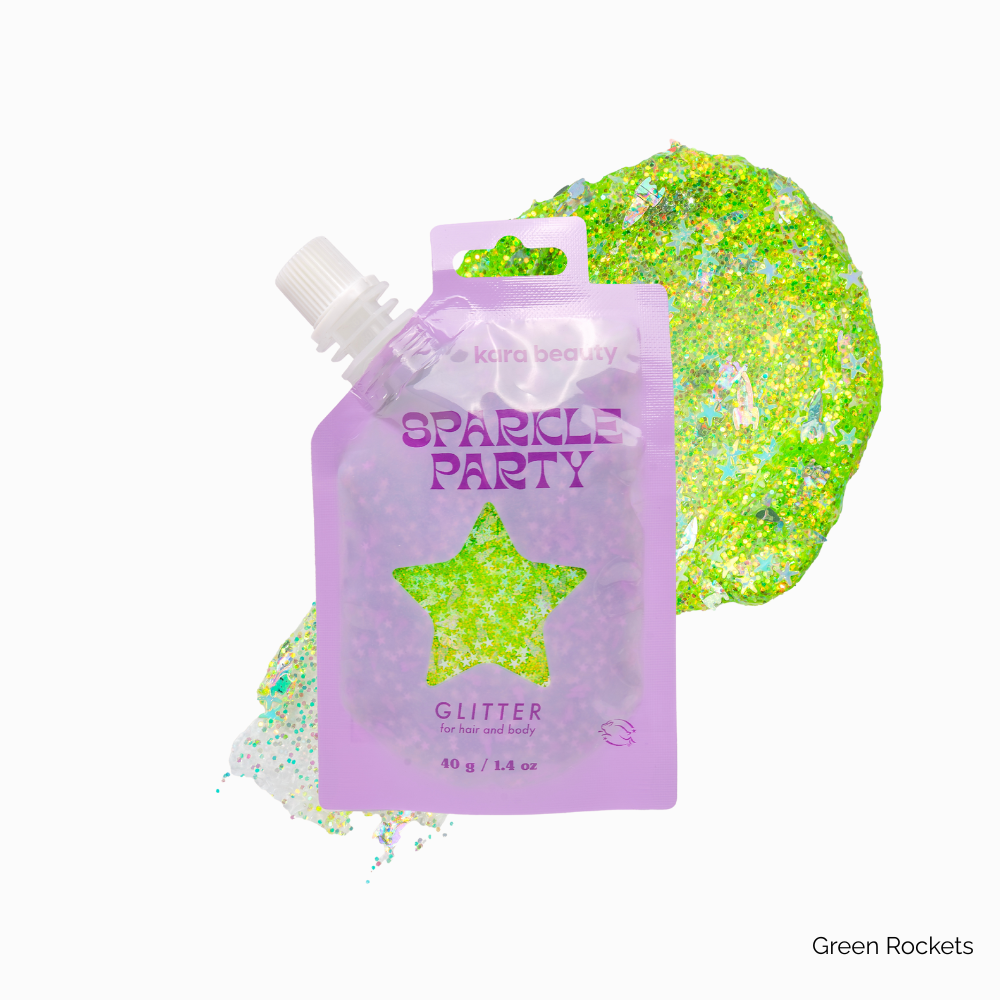 Kara Beauty - SPARKLE PARTY HAIR AND BODY GEL - SINGLE PACKS: Pink Heart V1