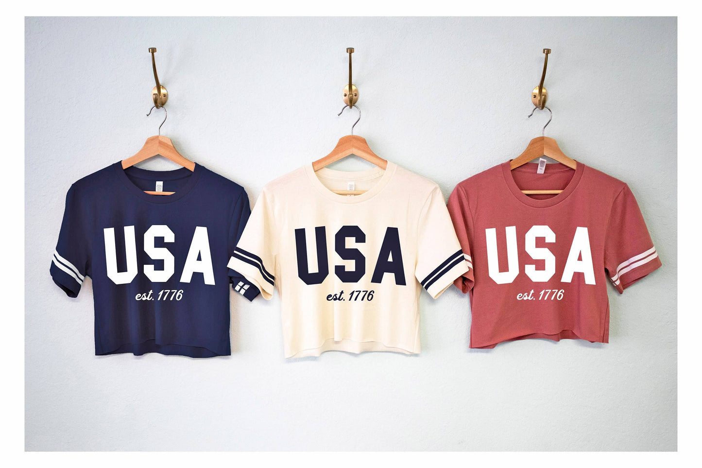 Nobullwoman Apparel - Usa Patriotic Crop Tops, 4Th Of July Crop Top Shirts, Fourth: Navy Blue / S