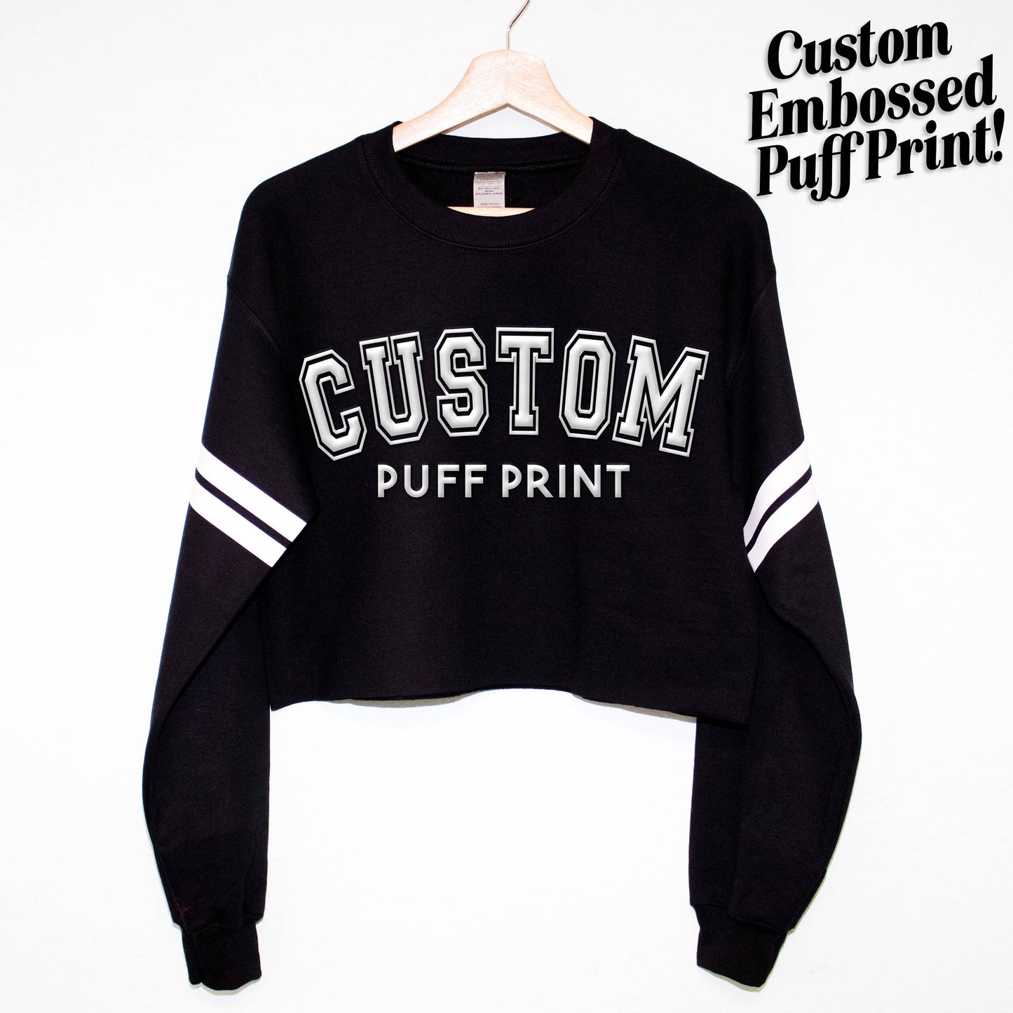 Nobullwoman Apparel - VARISTY CUSTOM Small Business Puff Print Cropped Sweatshirt: Black / L
