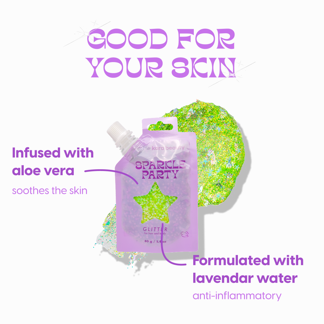 Kara Beauty - SPARKLE PARTY HAIR AND BODY GEL - SINGLE PACKS: Pink Heart V2