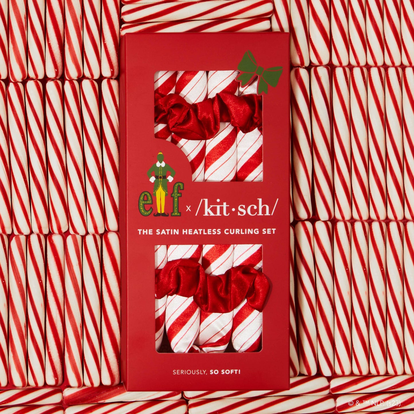 elf x kitsch Satin Heatless Set- Candy Cane