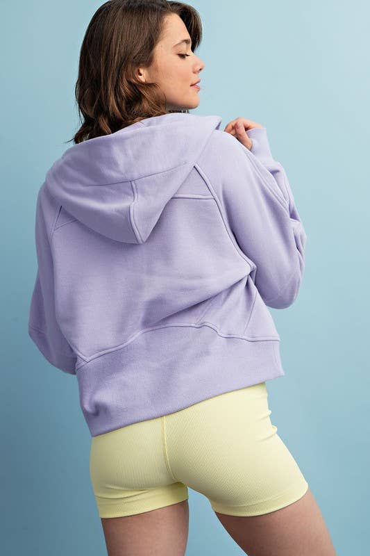 Sunday Morning - JS873037 CROPPED FRENCH TERRY HOODIE JACKET: OFF WHITE / S-M-L (2-2-2)