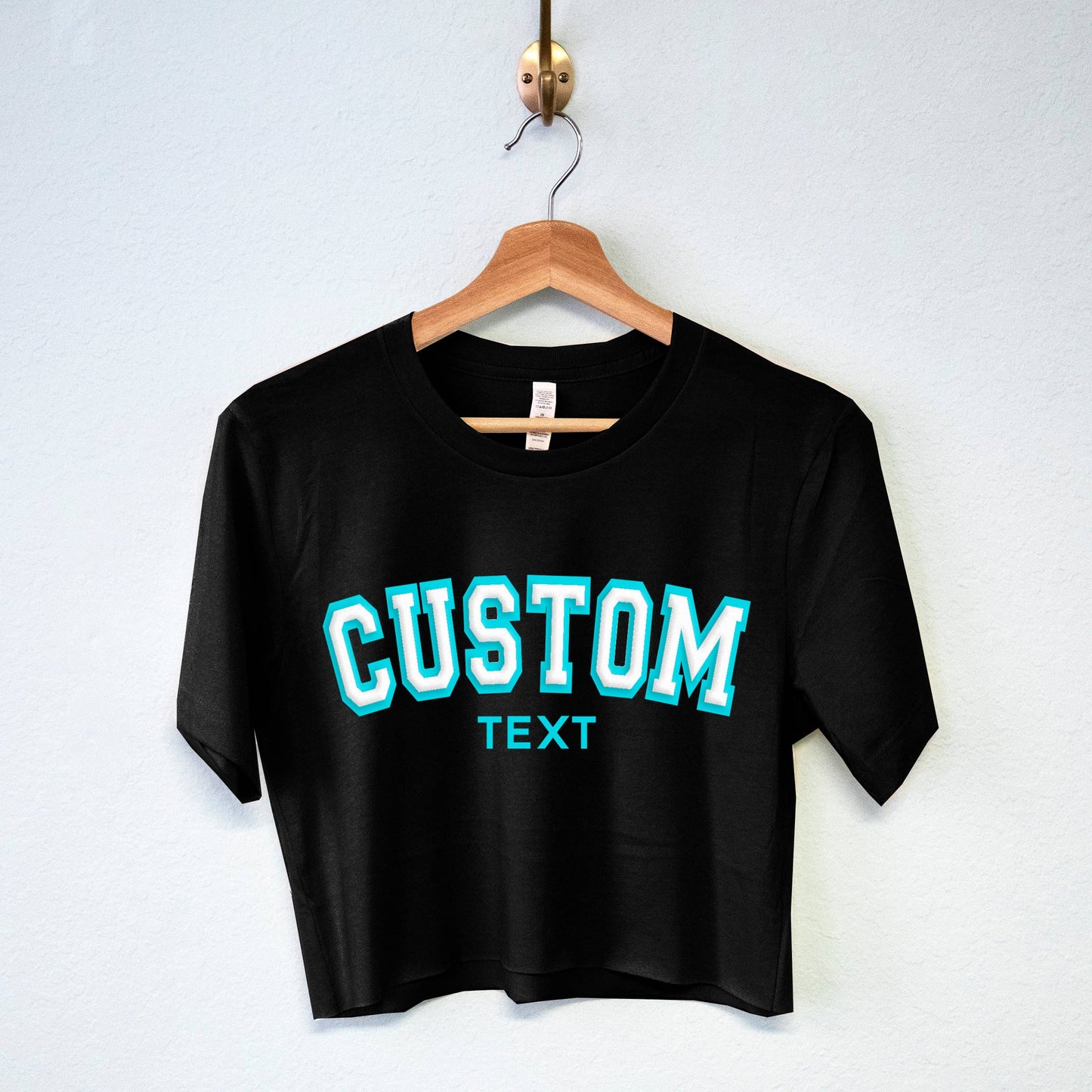 Nobullwoman Apparel - Summer Vibes Small Business CUSTOM PUFF PRINT Cropped Tees: Aqua / S