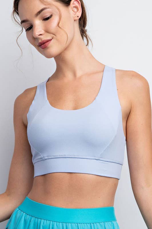 Sunday Morning - TT639537 Criss Cross Active Sportsbra: TITANIUM / S-M-L (2-2-2)