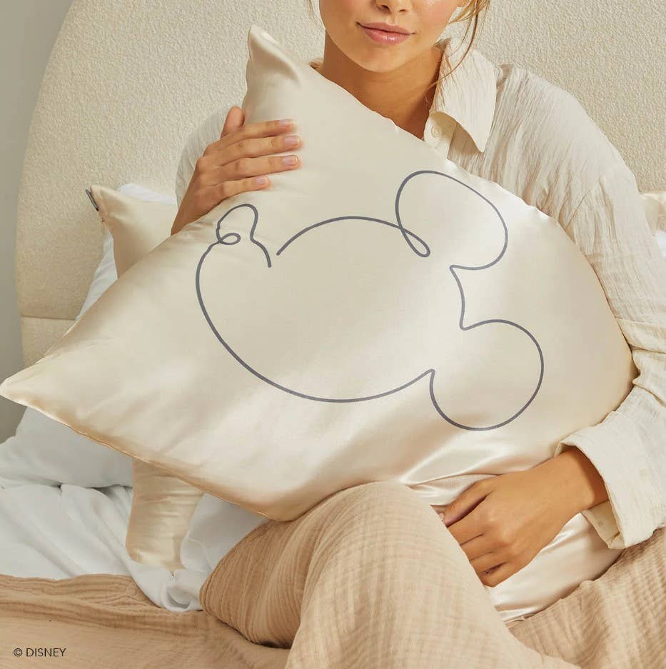 KITSCH - Kitsch & Mickey and Minnie Satin Pillowcase Mr. Mouse -Cream