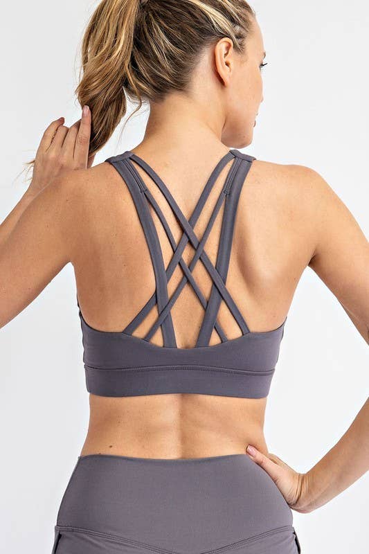 Sunday Morning - TT639537 Criss Cross Active Sportsbra: TITANIUM / S-M-L (2-2-2)