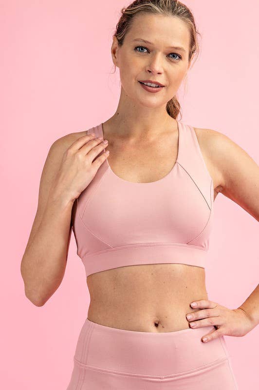 Sunday Morning - TT639537 Criss Cross Active Sportsbra: TITANIUM / S-M-L (2-2-2)