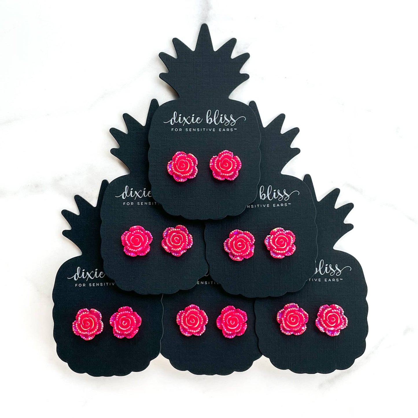 Dixie Bliss - Jewel Iced Flowers in Highlighter Pink