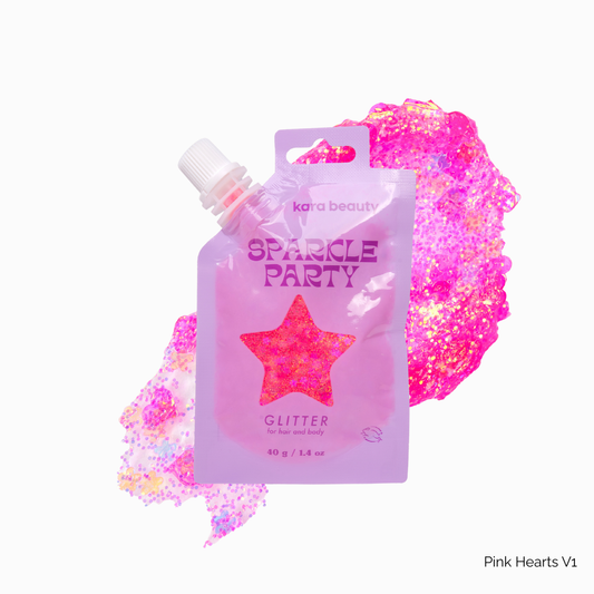 Kara Beauty - SPARKLE PARTY HAIR AND BODY GEL - SINGLE PACKS: Pink Heart V1