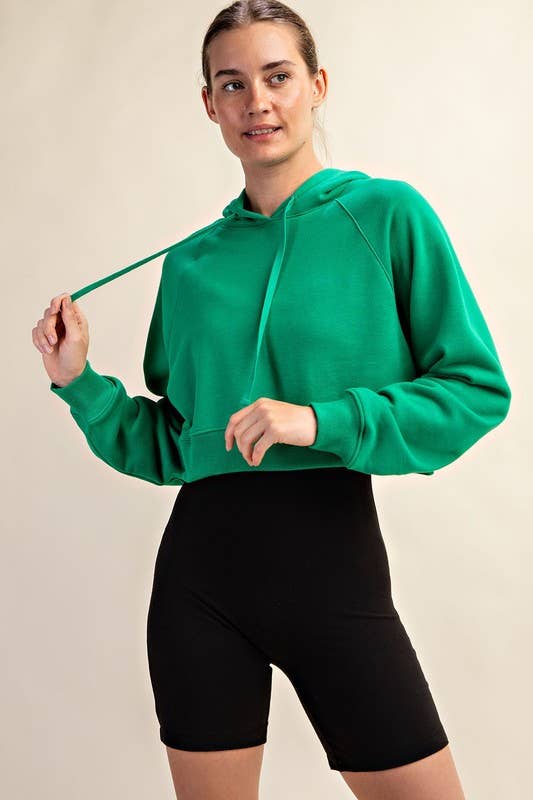 Sunday Morning - J123137 LONG-SLEEVE FRENCH TERRY HOODIE CROP JACKET: Black / S-M-L (2-2-2)