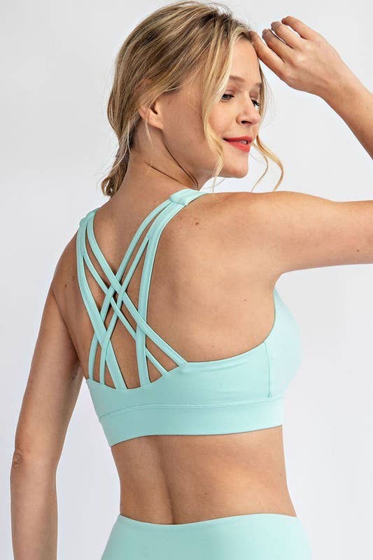 Sunday Morning - TT639537 Criss Cross Active Sportsbra: TITANIUM / S-M-L (2-2-2)