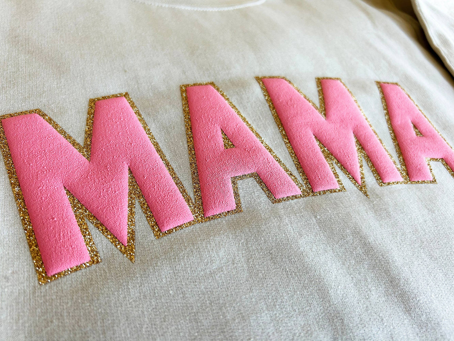 Nobullwoman Apparel - CUSTOM Embossed BLOCK Puff Print & GLITTER Crop Sweatshirt: Hot Pink / S