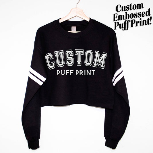 Nobullwoman Apparel - VARISTY CUSTOM Small Business Puff Print Cropped Sweatshirt: Black / L