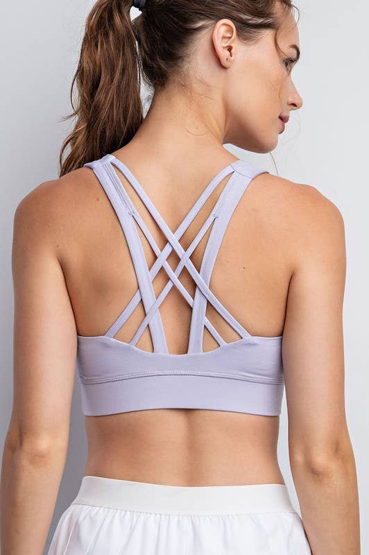 Sunday Morning - TT639537 Criss Cross Active Sportsbra: TITANIUM / S-M-L (2-2-2)