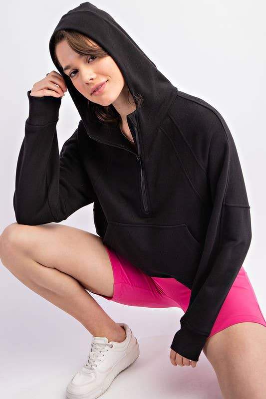 Sunday Morning - JS873037 CROPPED FRENCH TERRY HOODIE JACKET: BABY PINK / S-M-L (2-2-2)