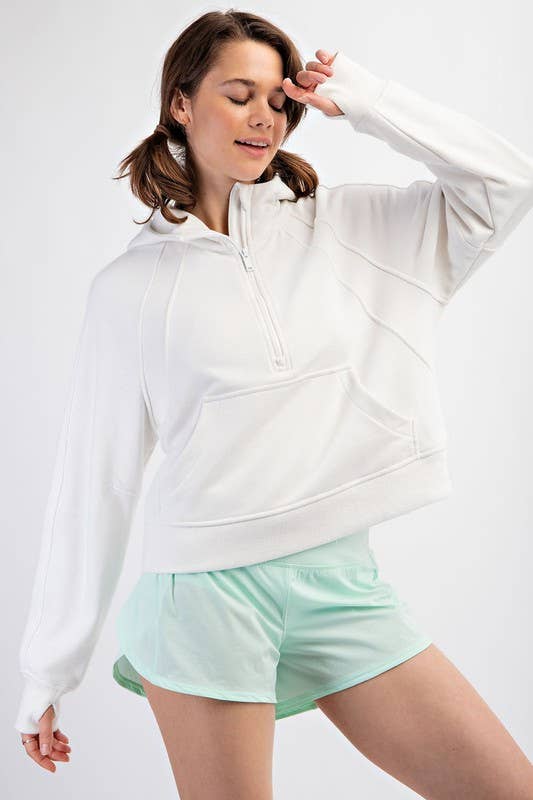 Sunday Morning - JS873037 CROPPED FRENCH TERRY HOODIE JACKET: BABY PINK / S-M-L (2-2-2)