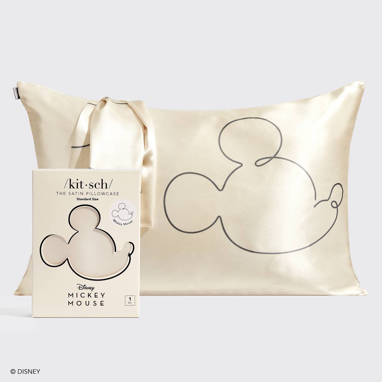 KITSCH - Kitsch & Mickey and Minnie Satin Pillowcase Mr. Mouse -Cream