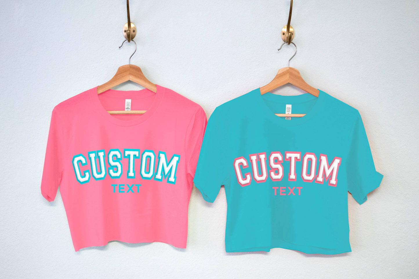 Nobullwoman Apparel - Summer Vibes Small Business CUSTOM PUFF PRINT Cropped Tees: Aqua / S