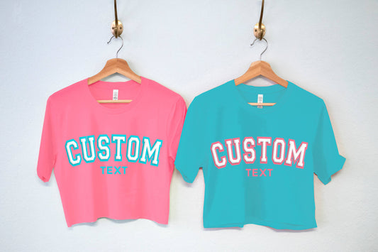 Nobullwoman Apparel - Summer Vibes Small Business CUSTOM PUFF PRINT Cropped Tees: Aqua / M