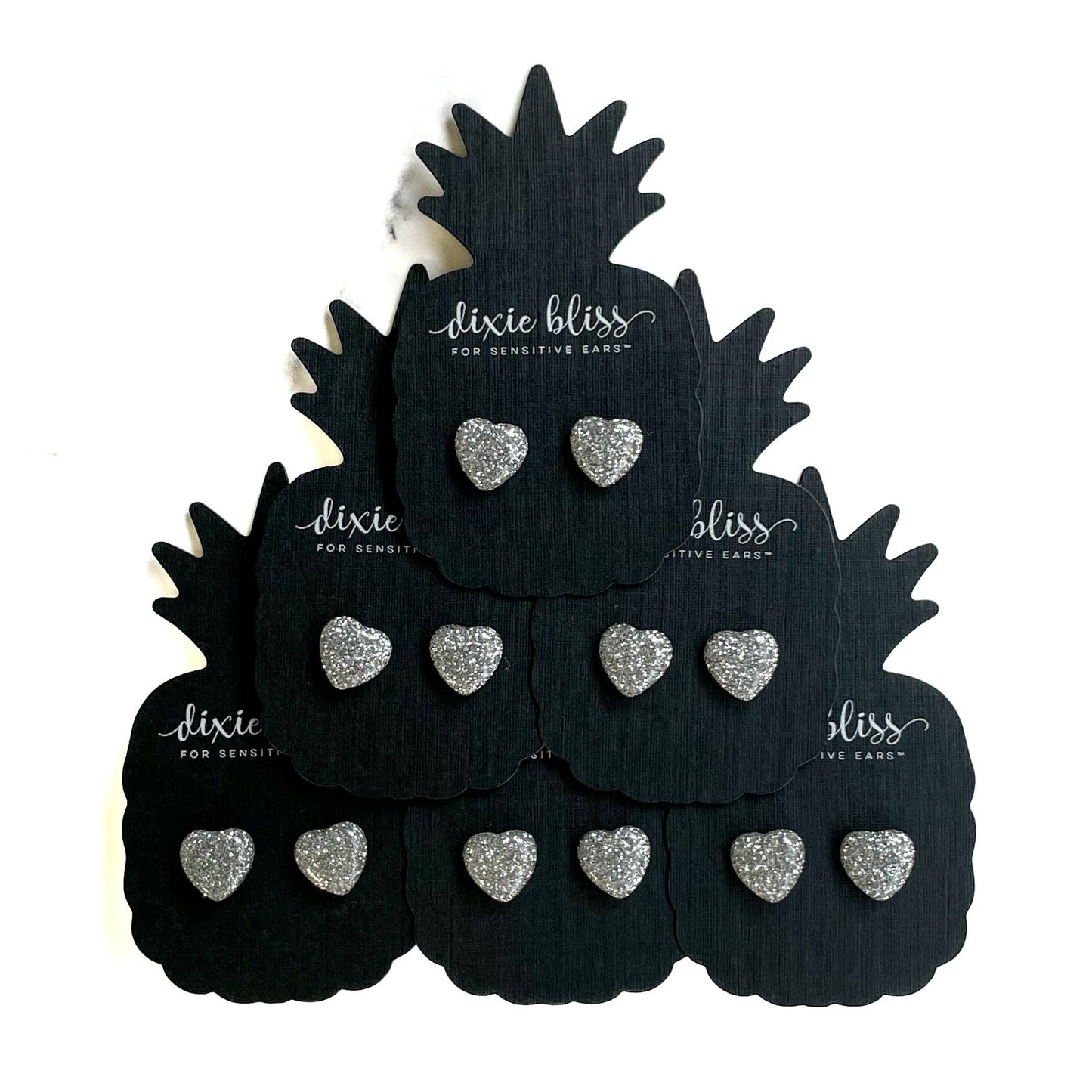 Dixie Bliss - Glitter Dot Hearts in Silver