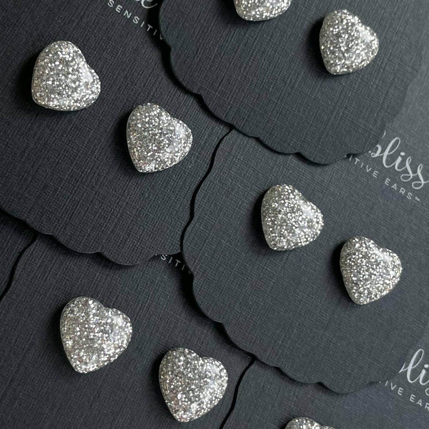 Dixie Bliss - Glitter Dot Hearts in Silver