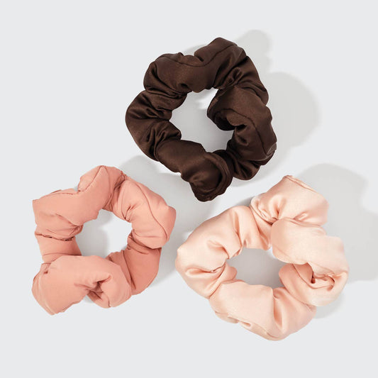 KITSCH - Recycled Fabric Cloud Scrunchies 3pc Set - Rosewood